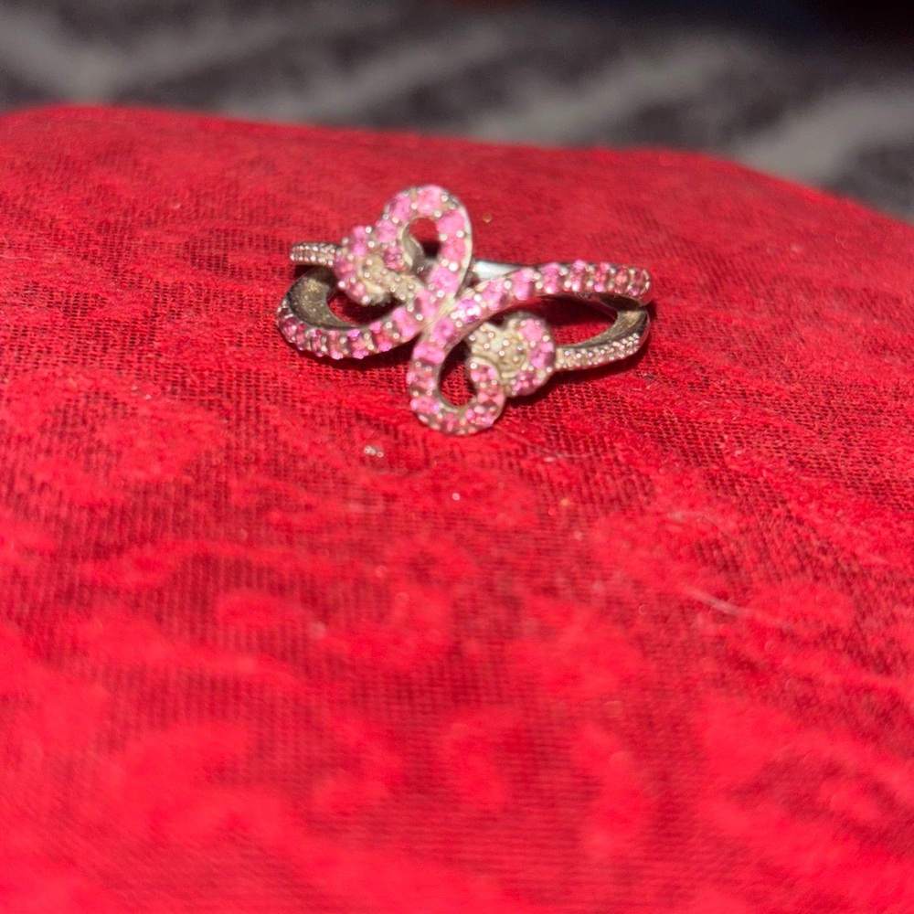 Sparkling Pink and Silver Infinity Ring